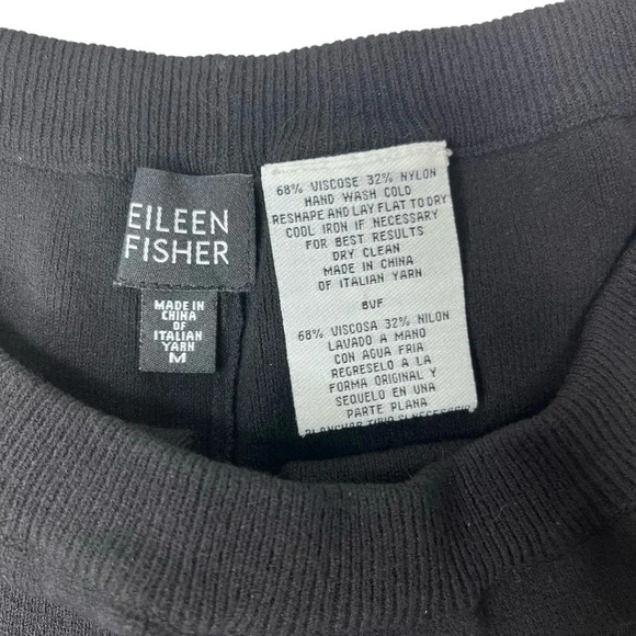 Eileen Fisher Oversized Black Nylon Viscose Blend Elastic Heavy Pant Size Medium - Picture 6 of 7